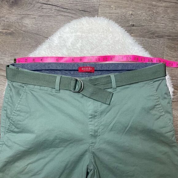Guess Shorts Green Cotton with Belt Mens Size 38 Flat Front 10" Inseam - Picture 8 of 11